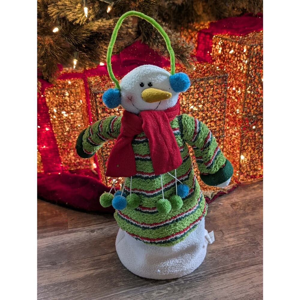 Vintage Snowman Holiday Christmas Decor Plush Figurine Free Standing 15"